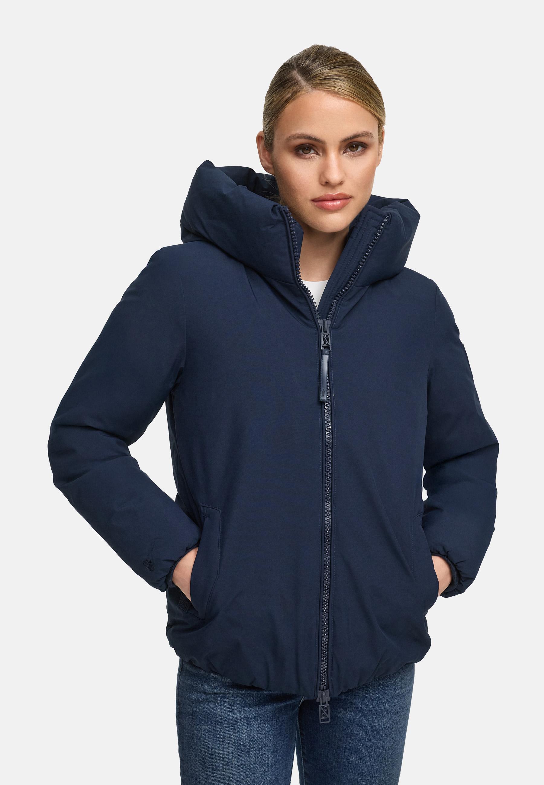 Wattierte Damenjacke Navahoo Blütenlicht in cleanem, hüftlangem Design mit hohem Kragen, wasserabweisendem Obermaterial und wärmendem Innenfutter – ideal für kalte Wintertage