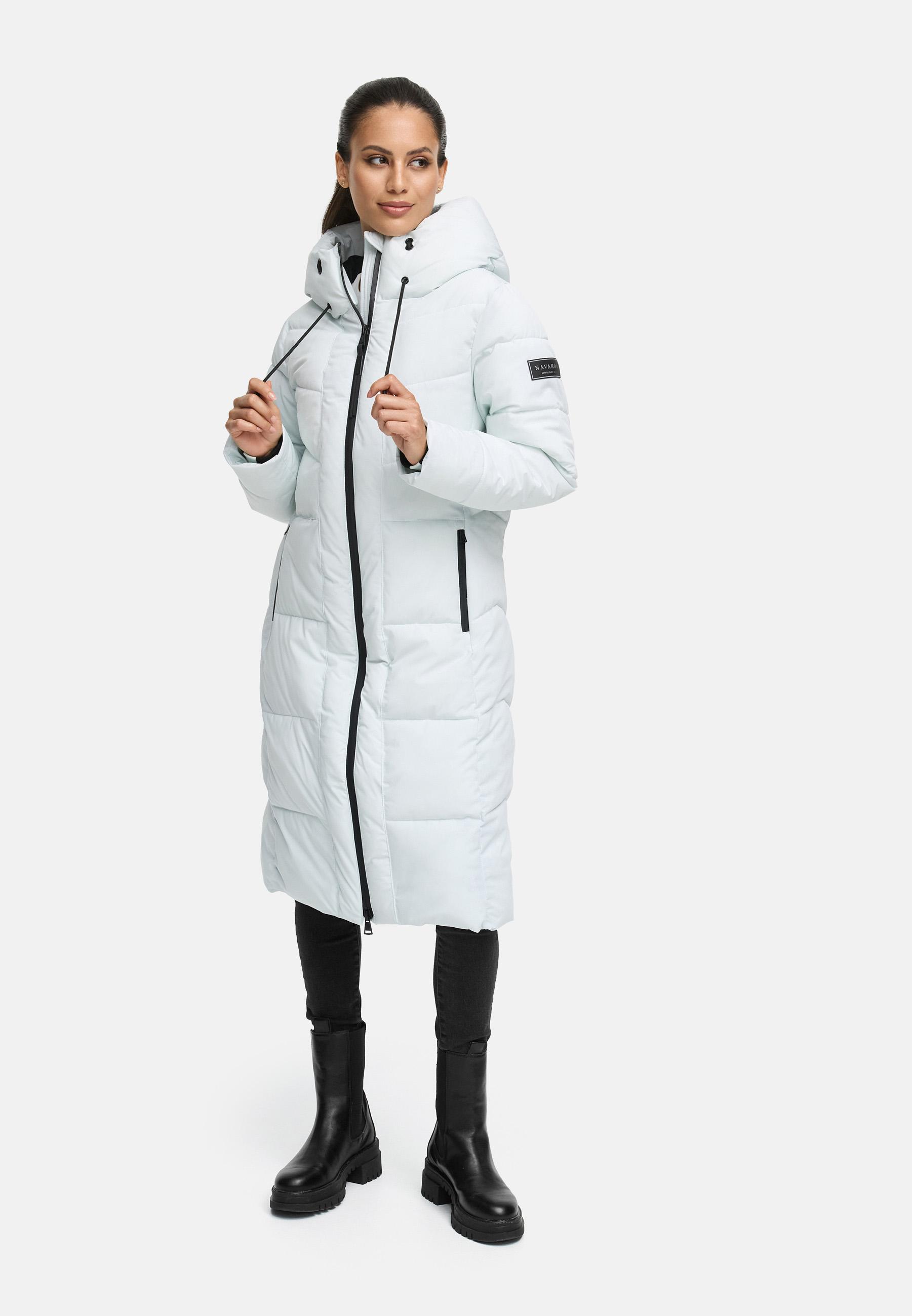 Navahoo Schokokuss Damen Wintermantel – gesteppter, wind- und wasserabweisender Mantel mit tailliertem Schnitt, Fleecefutter und Kapuze, ideal für kalte Herbst- und Wintertage.